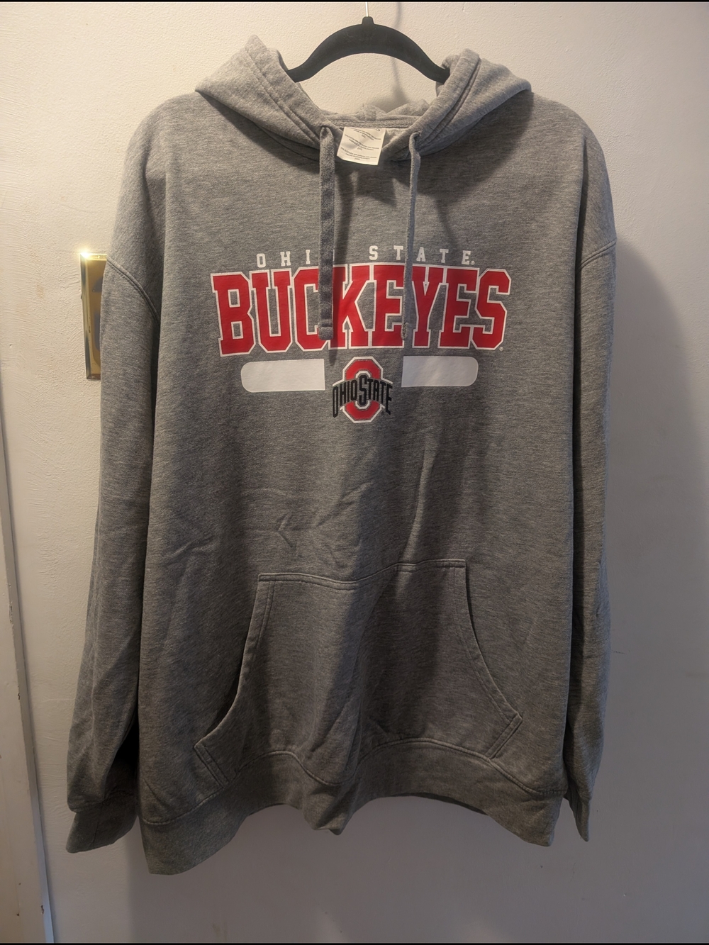 Hanes Gray & Red Ohio State Buckeyes Crewneck Hoodie